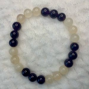 White Flower Agate and Amethyst Beaded Crystal Bracelet/Anklet